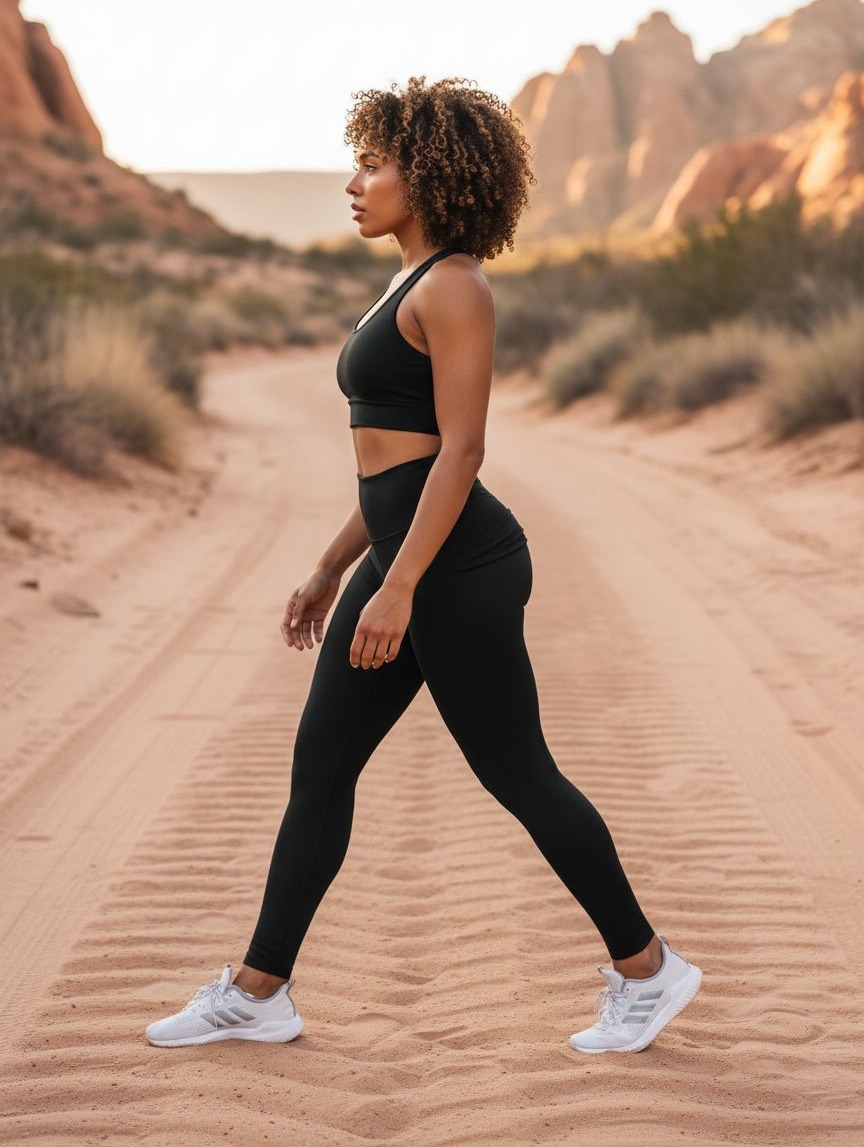 High-waisted yoga leggings in {color} with tummy control and side pockets, four-way stretch fabric — view 3
