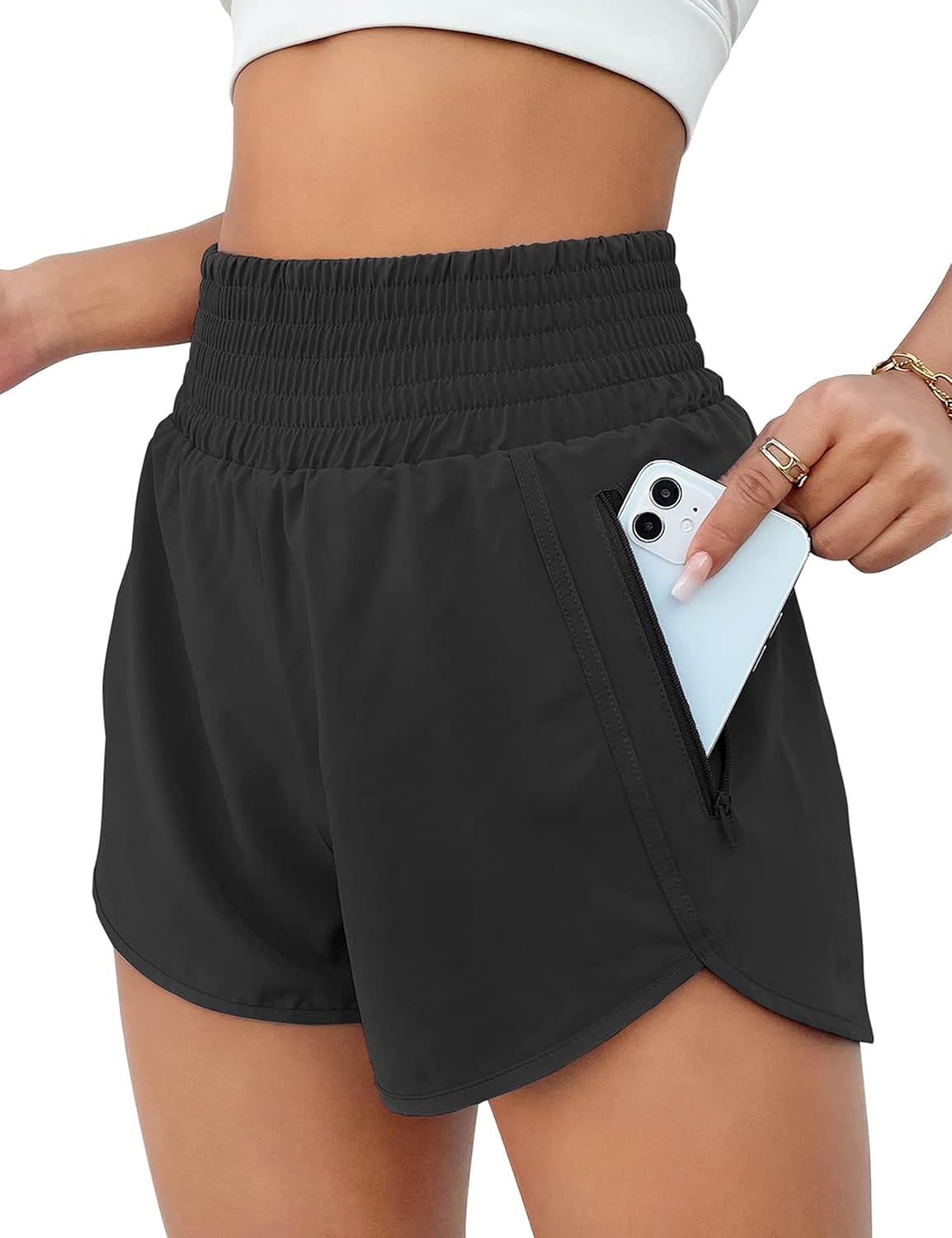 BMJL Women's Athletic Shorts High Waisted Running Short Pocket 2.5 Sporty Shorts Gym Workout Shorts
