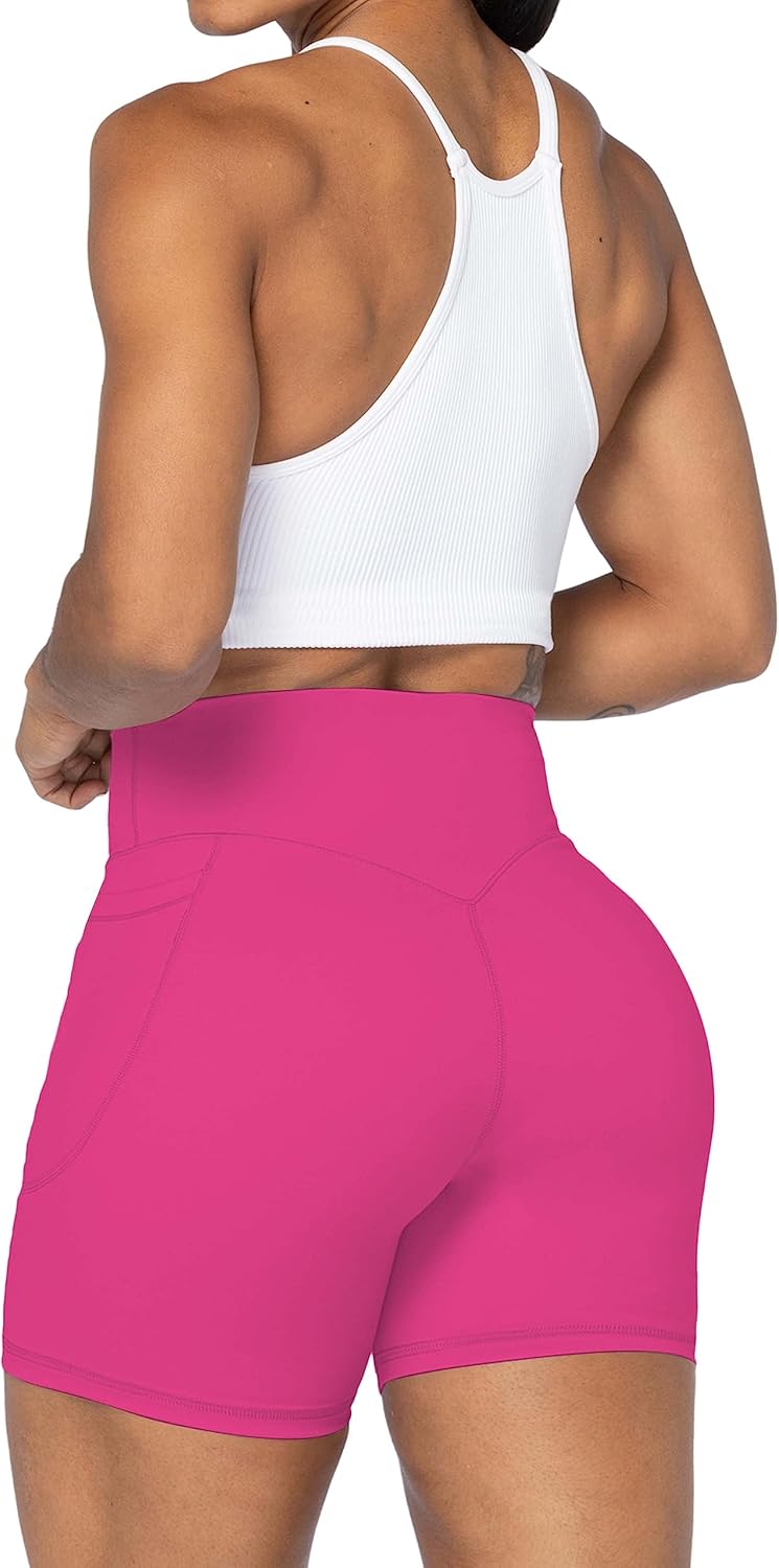 Sunzel black biker shorts with no front seam, squat-proof fabric, and tummy control, shown on woman in yoga pose — view 3