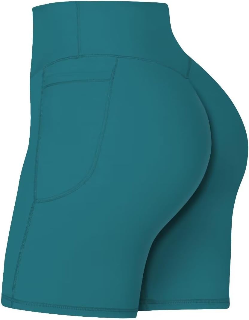Sunzel black biker shorts with no front seam, squat-proof fabric, and tummy control, shown on woman in yoga pose — view 4