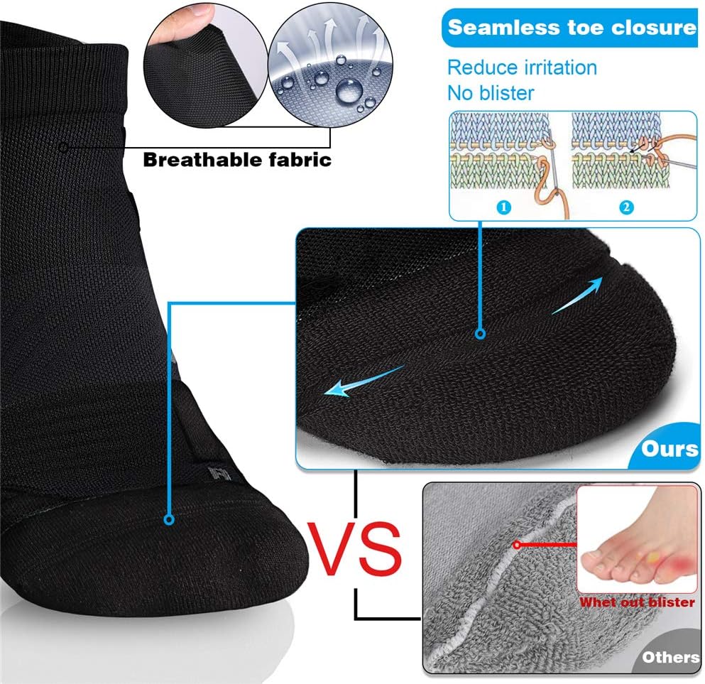 Black no-show running socks with seamless construction and anti-blister technology — view 2