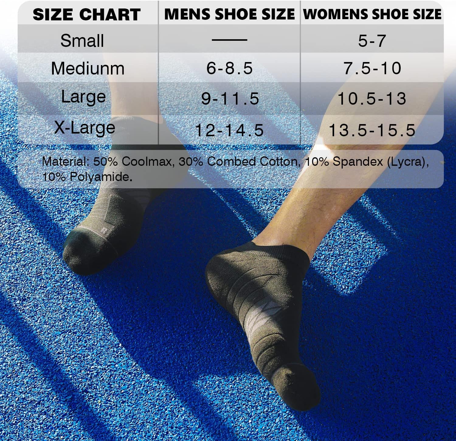 Black no-show running socks with seamless construction and anti-blister technology — view 3