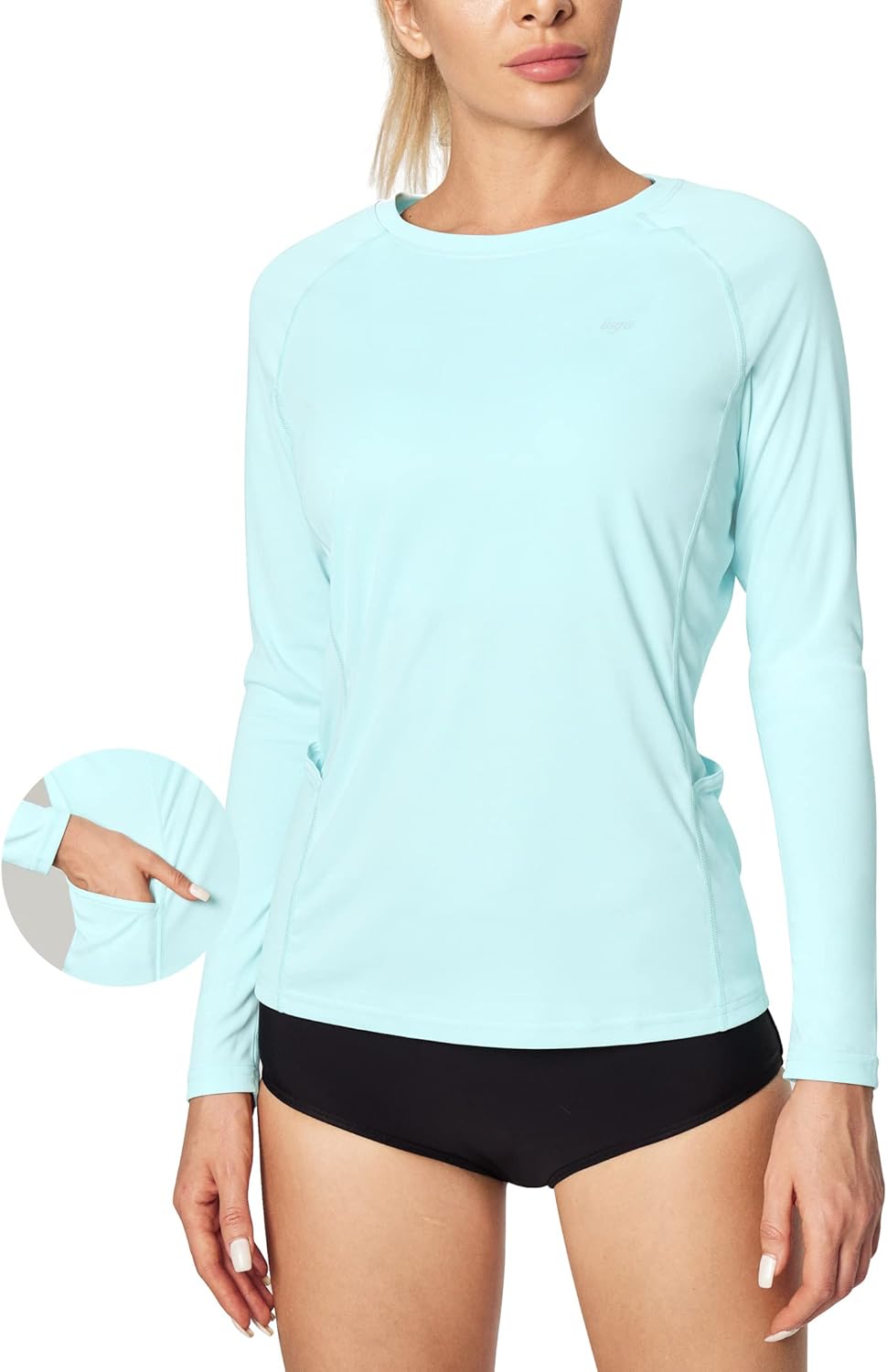 Black long-sleeve rash guard with UPF 50+ UV protection and moisture-wicking fabric — view 1