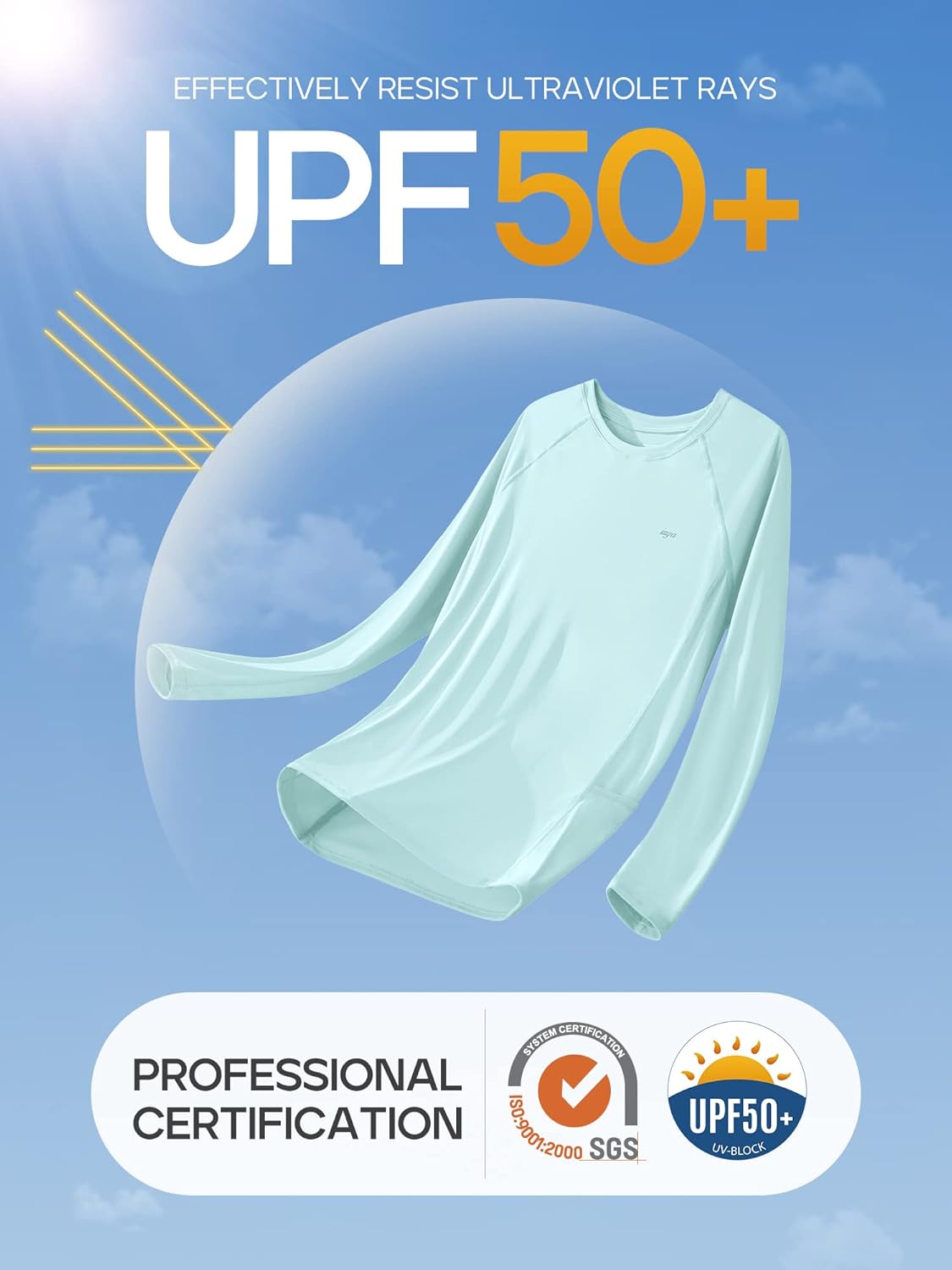 Black long-sleeve rash guard with UPF 50+ UV protection and moisture-wicking fabric — view 4