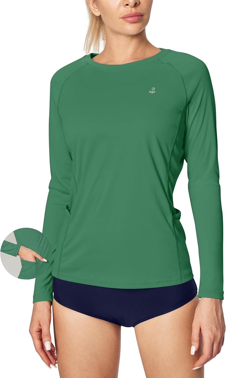 Black long-sleeve rash guard with UPF 50+ UV protection and moisture-wicking fabric — view 4