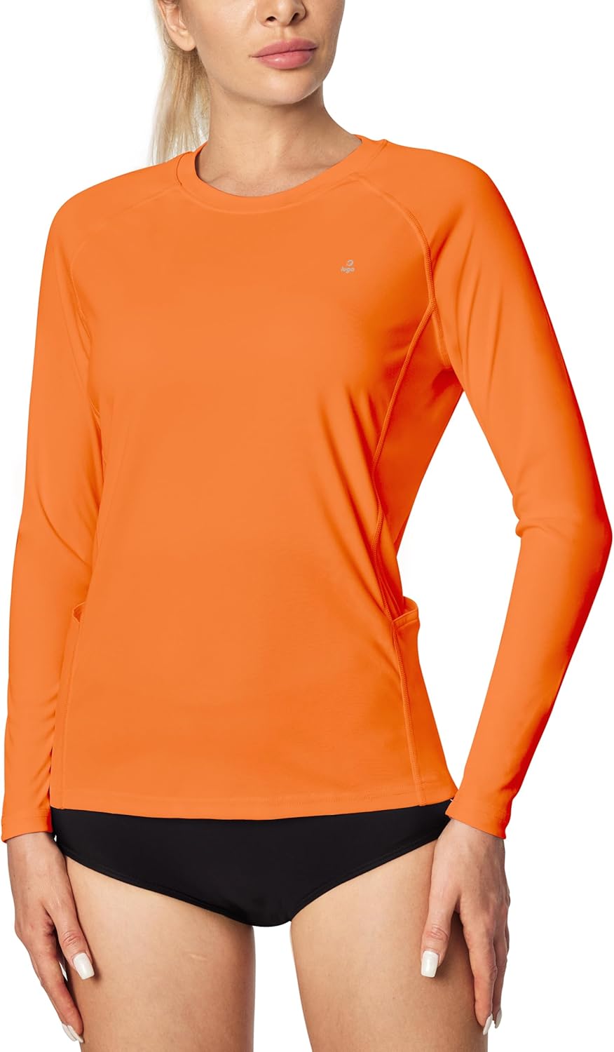 Black long-sleeve rash guard with UPF 50+ UV protection and moisture-wicking fabric — view 5