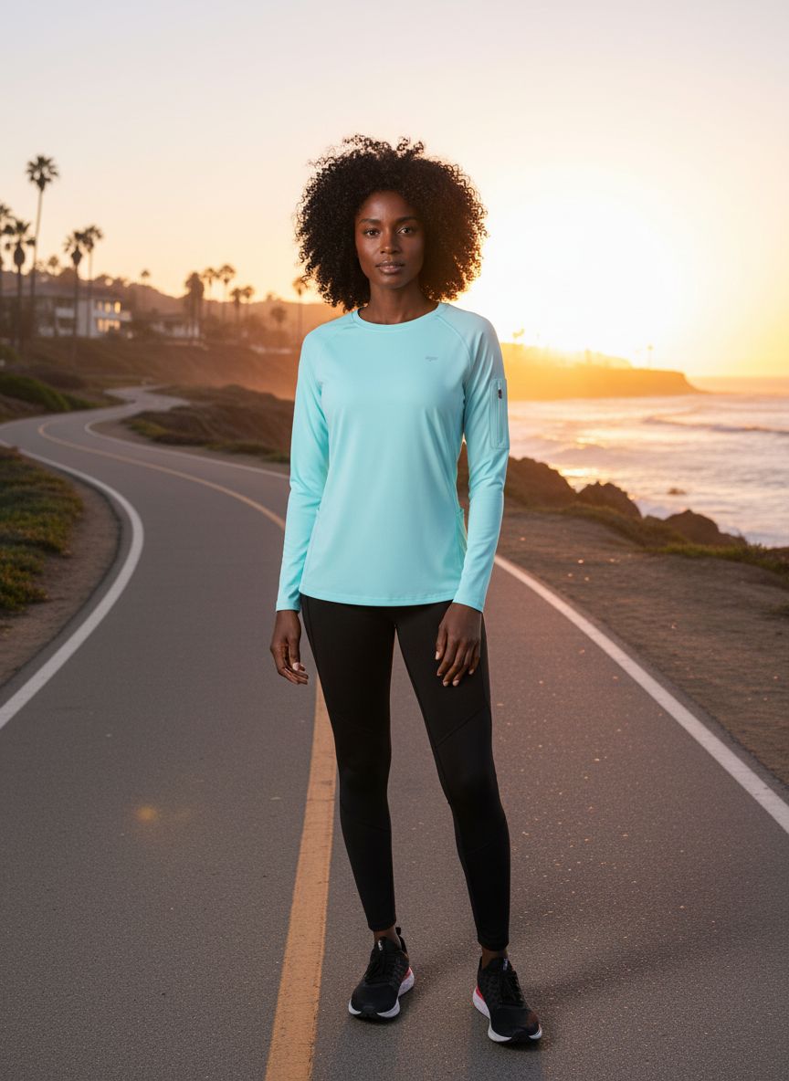 Black long-sleeve rash guard with UPF 50+ UV protection and moisture-wicking fabric