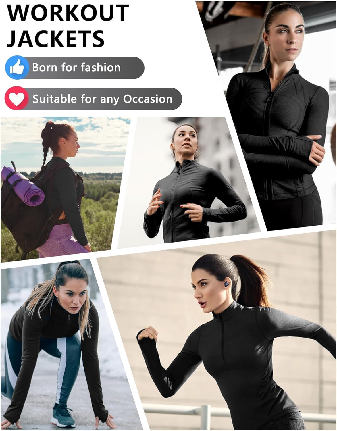 Cropped full-zip running jacket in [color] with moisture-wicking fabric and thumb holes detail — view 3