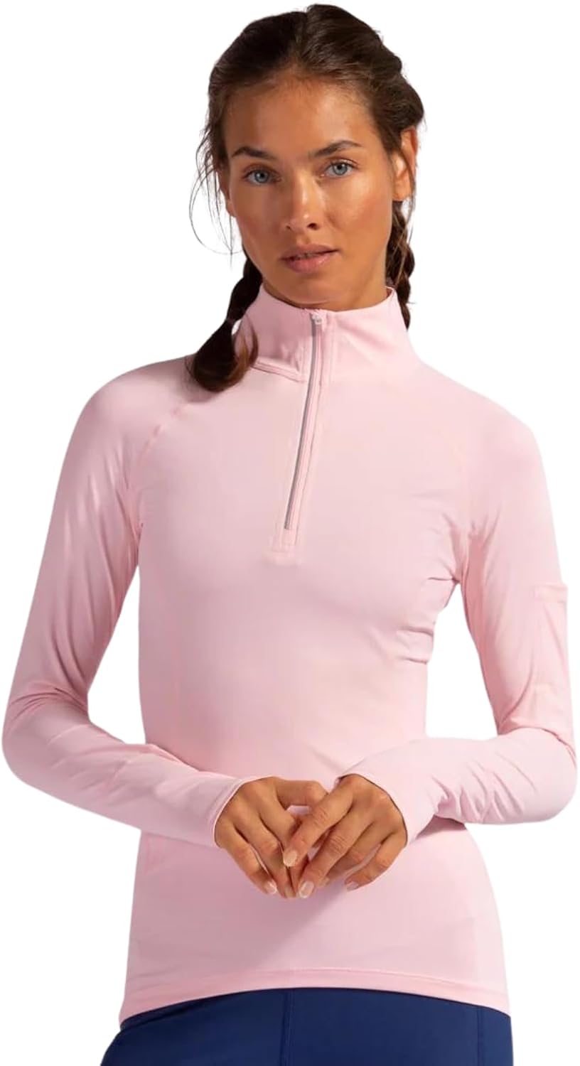 Women's UPF 50+ mock zip active top in [color] with moisture-wicking performance fabric — view 1