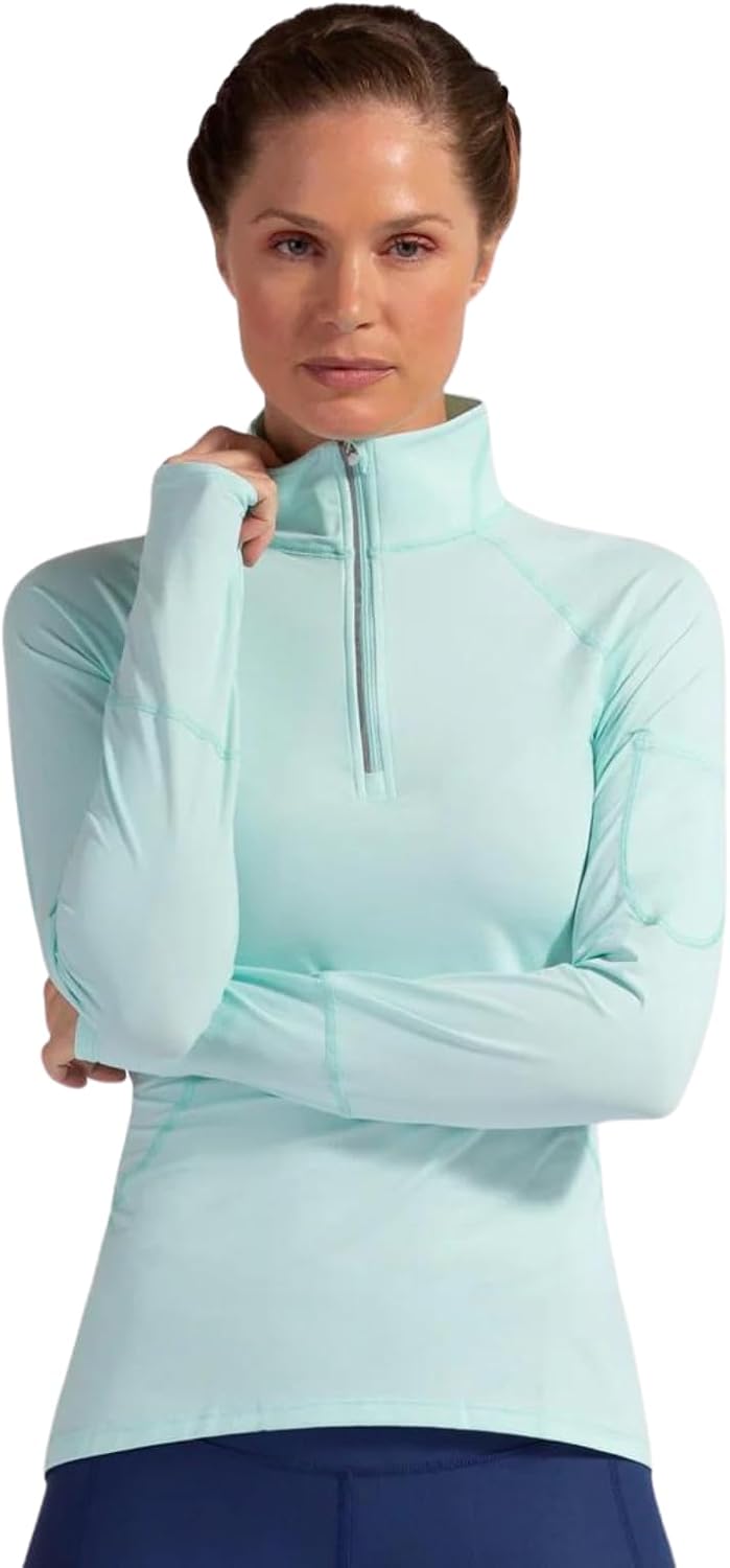 Women's UPF 50+ mock zip active top in [color] with moisture-wicking performance fabric — view 3