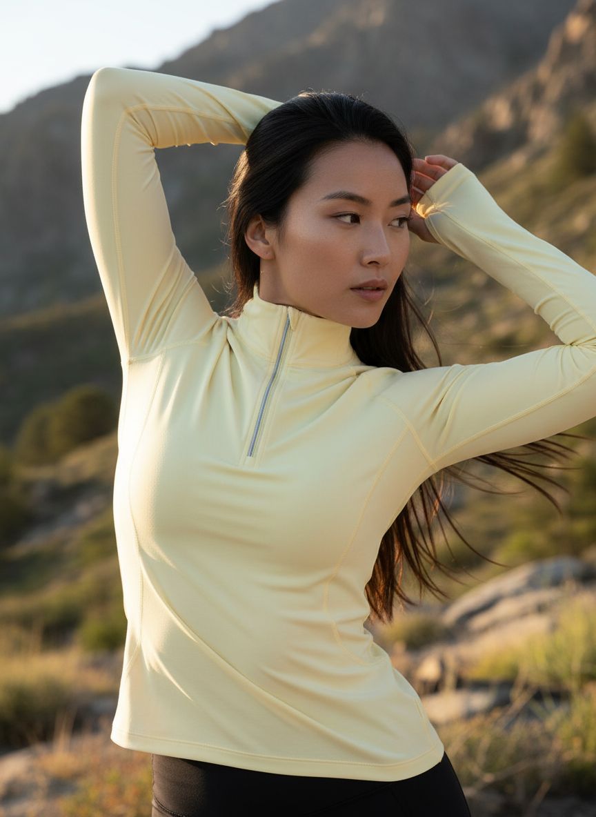 Women's UPF 50+ mock zip active top in [color] with moisture-wicking performance fabric — view 6a