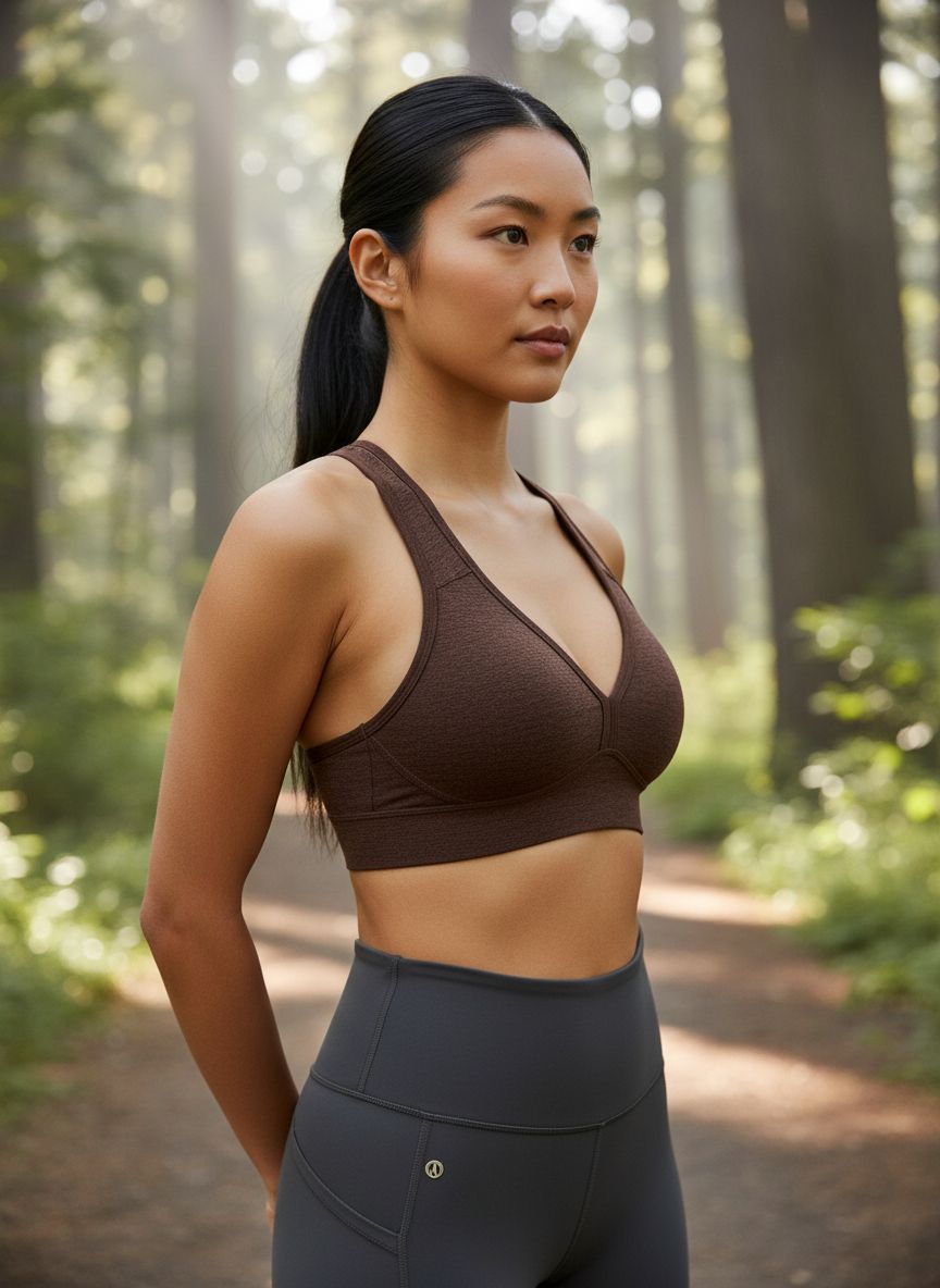 Spacedye multi-color yoga bra with fitted support, shown front view on model during yoga practice — view 2b