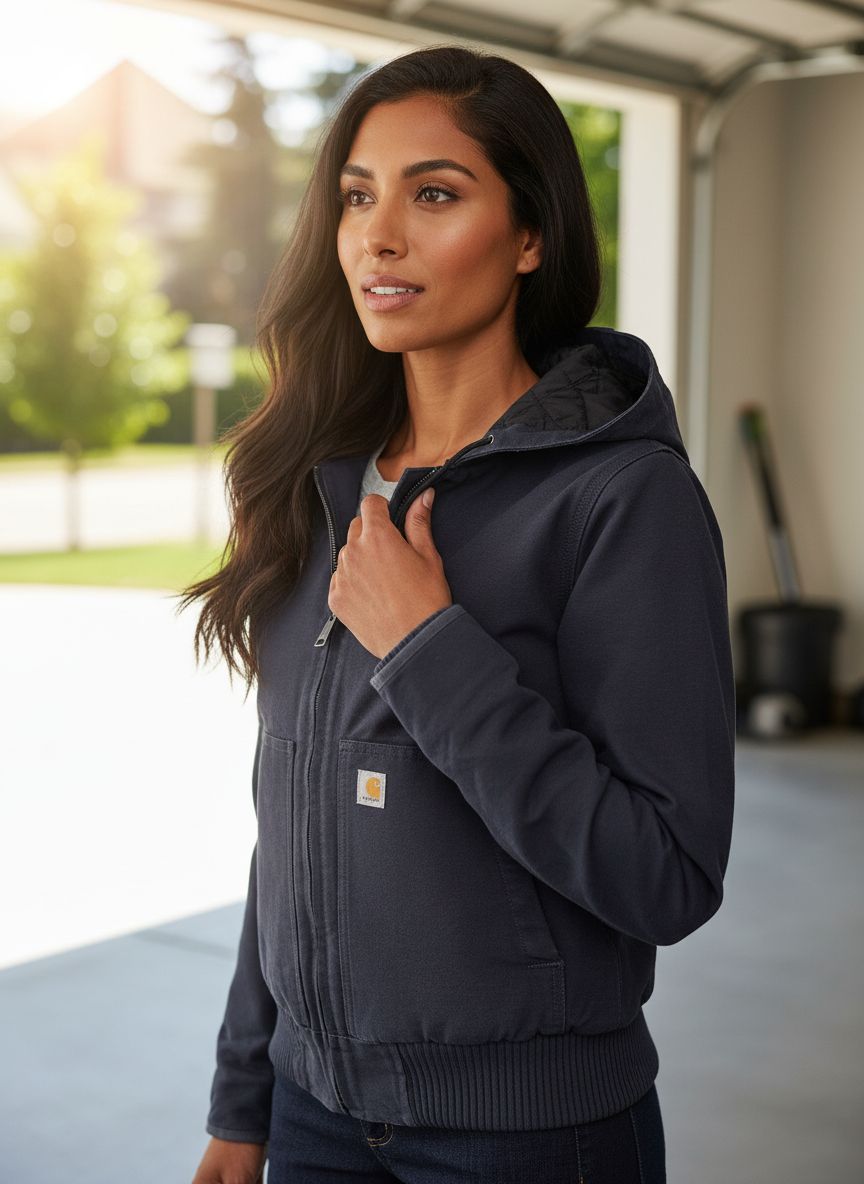 Relaxed fit duck canvas outdoor jacket in brown with weather-resistant shell — view 1