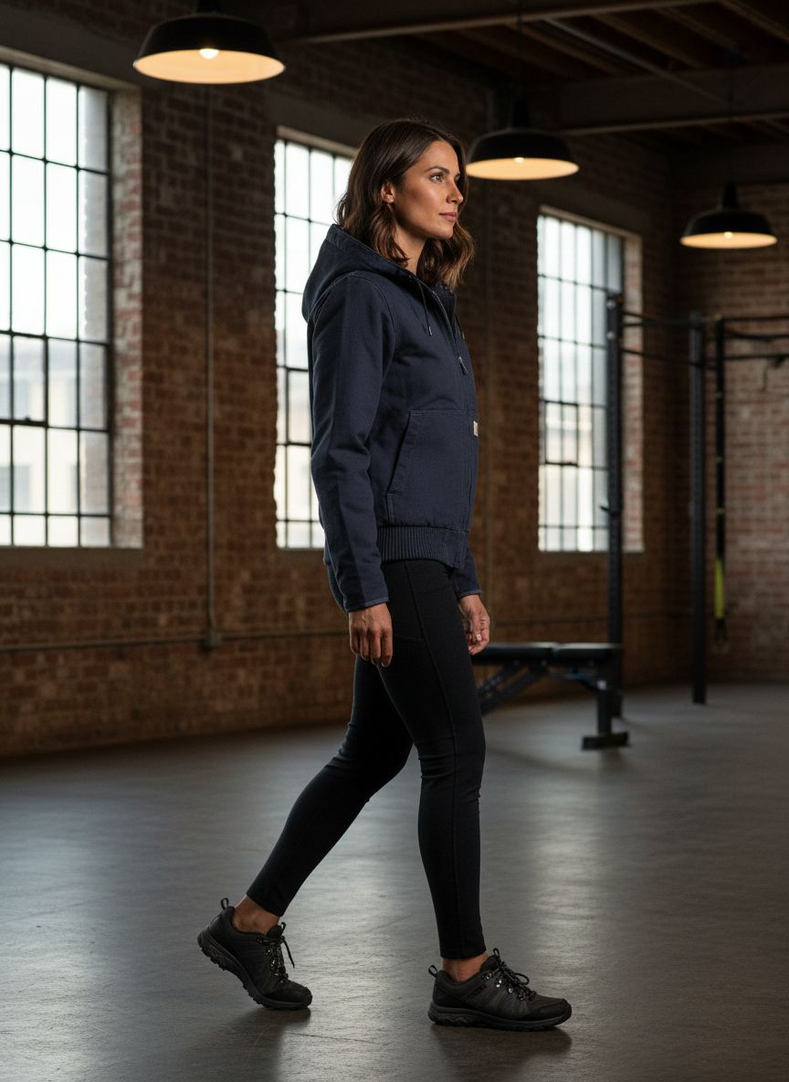 Relaxed fit duck canvas outdoor jacket in brown with weather-resistant shell — view 2a