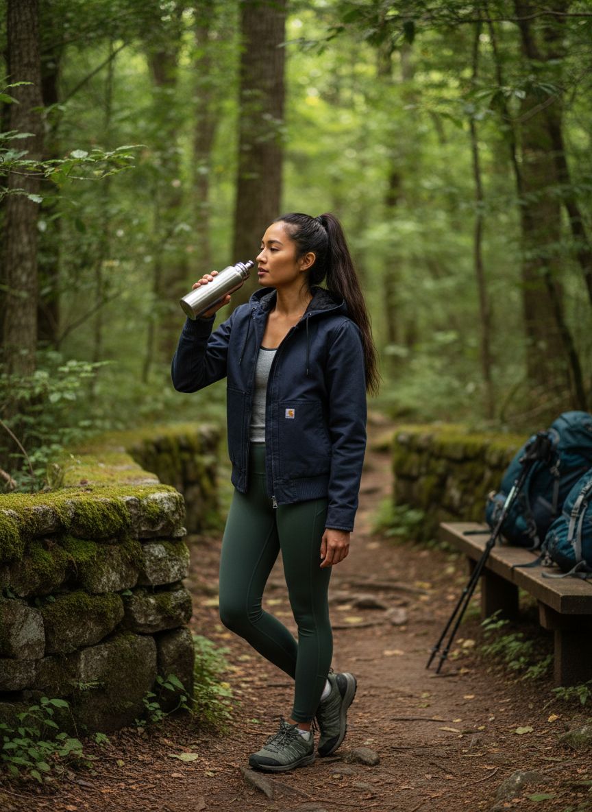 Relaxed fit duck canvas outdoor jacket in brown with weather-resistant shell — view 3