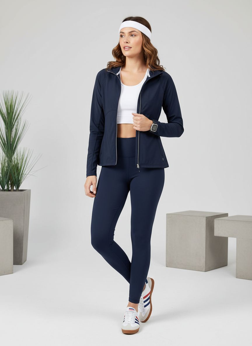 Black adapt hybrid full zip hoodie with moisture-wicking four-way stretch fabric, shown in relaxed fit for athleisure wear — view 5