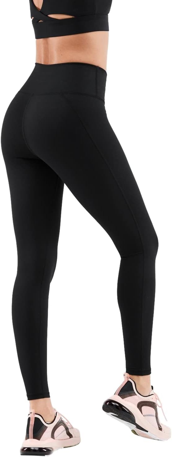 Fabletics Define high-waisted yoga legging in black with maximum compression fabric, front view — view 1