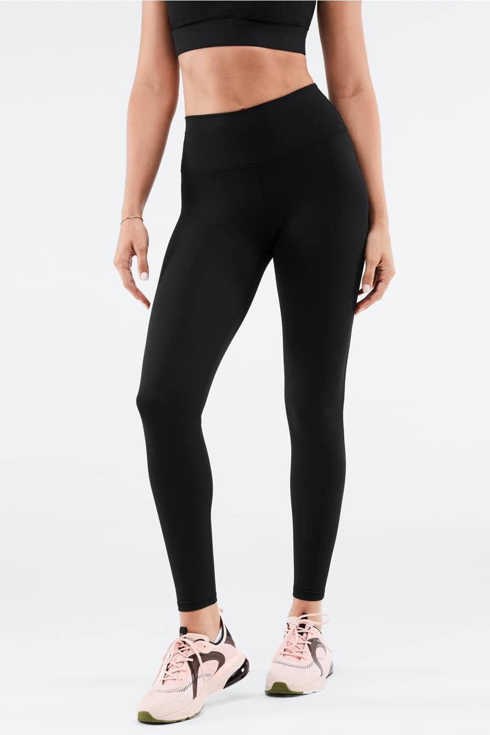 Fabletics Define high-waisted yoga legging in black with maximum compression fabric, front view — view 2