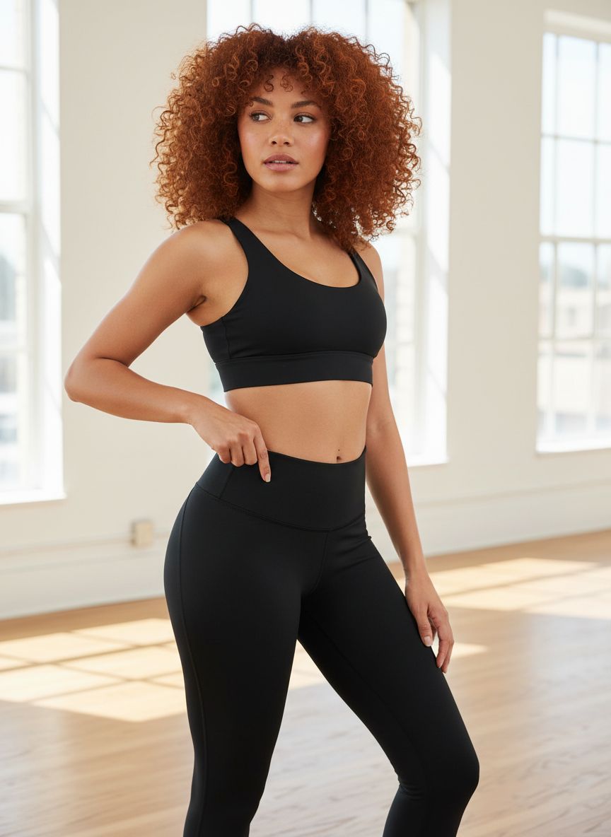 Fabletics Define high-waisted yoga legging in black with maximum compression fabric, front view — view 1