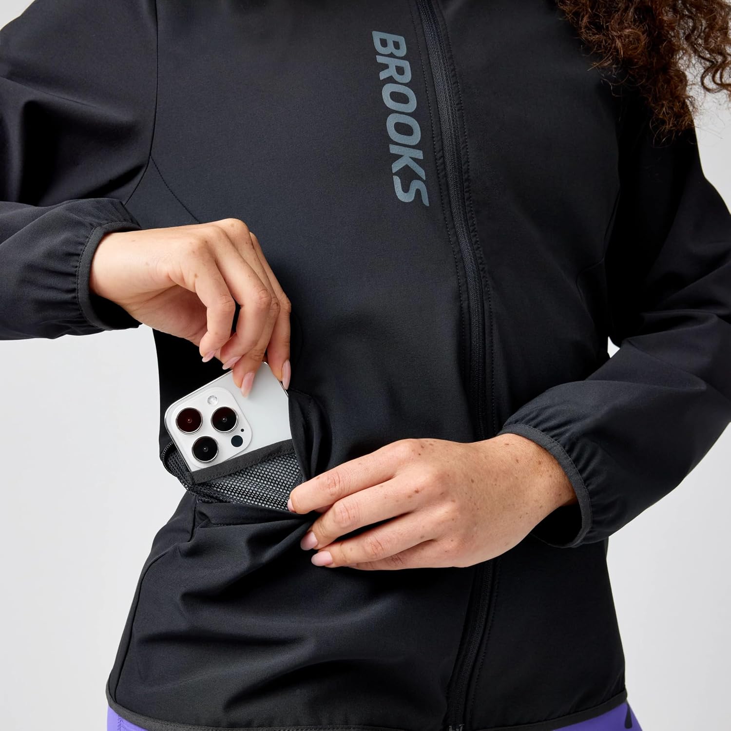 Brooks Canopy water-resistant running jacket in {color} with UPF 50+ protection — view 4