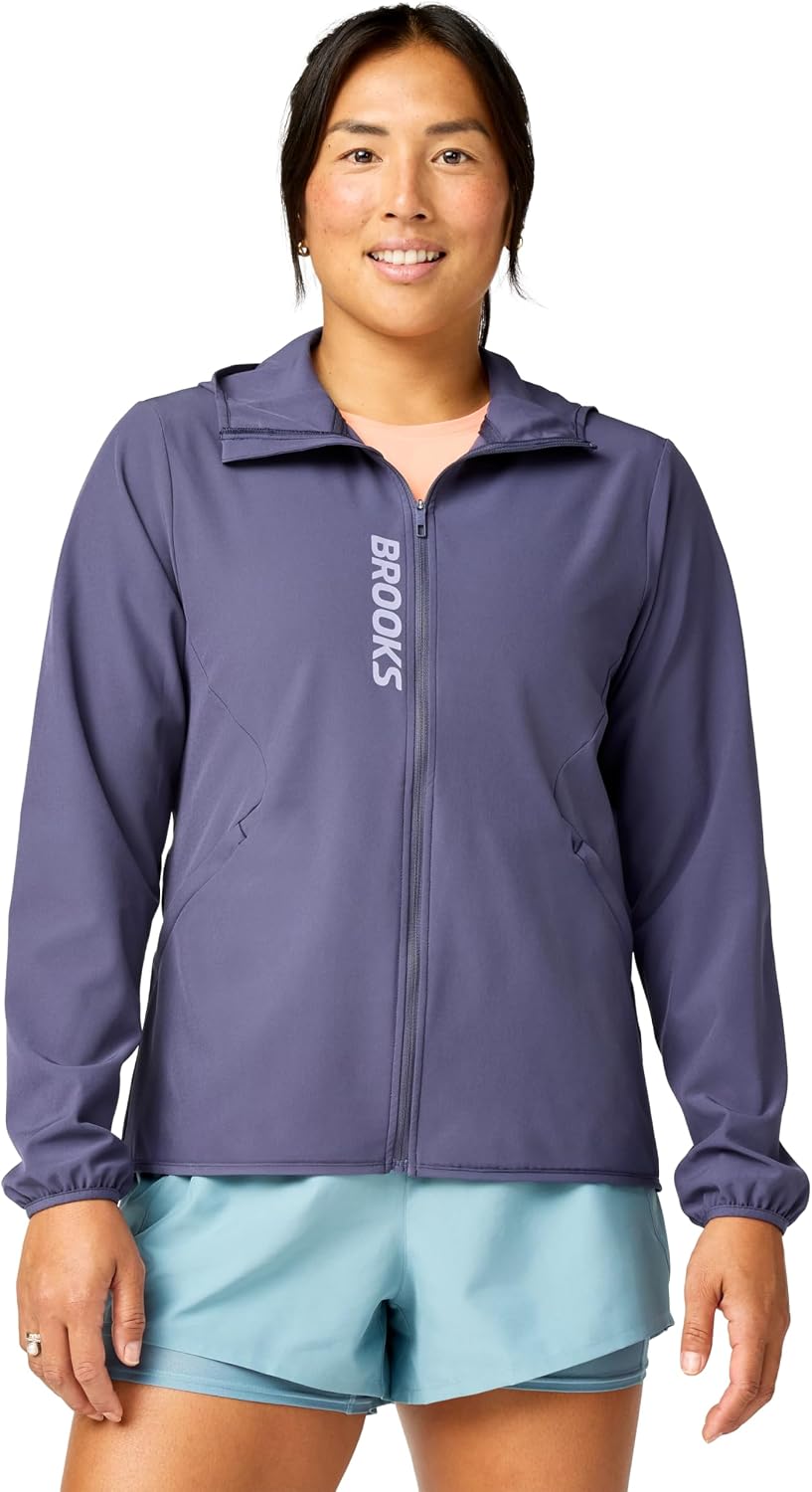 Brooks Canopy water-resistant running jacket in {color} with UPF 50+ protection — view 1