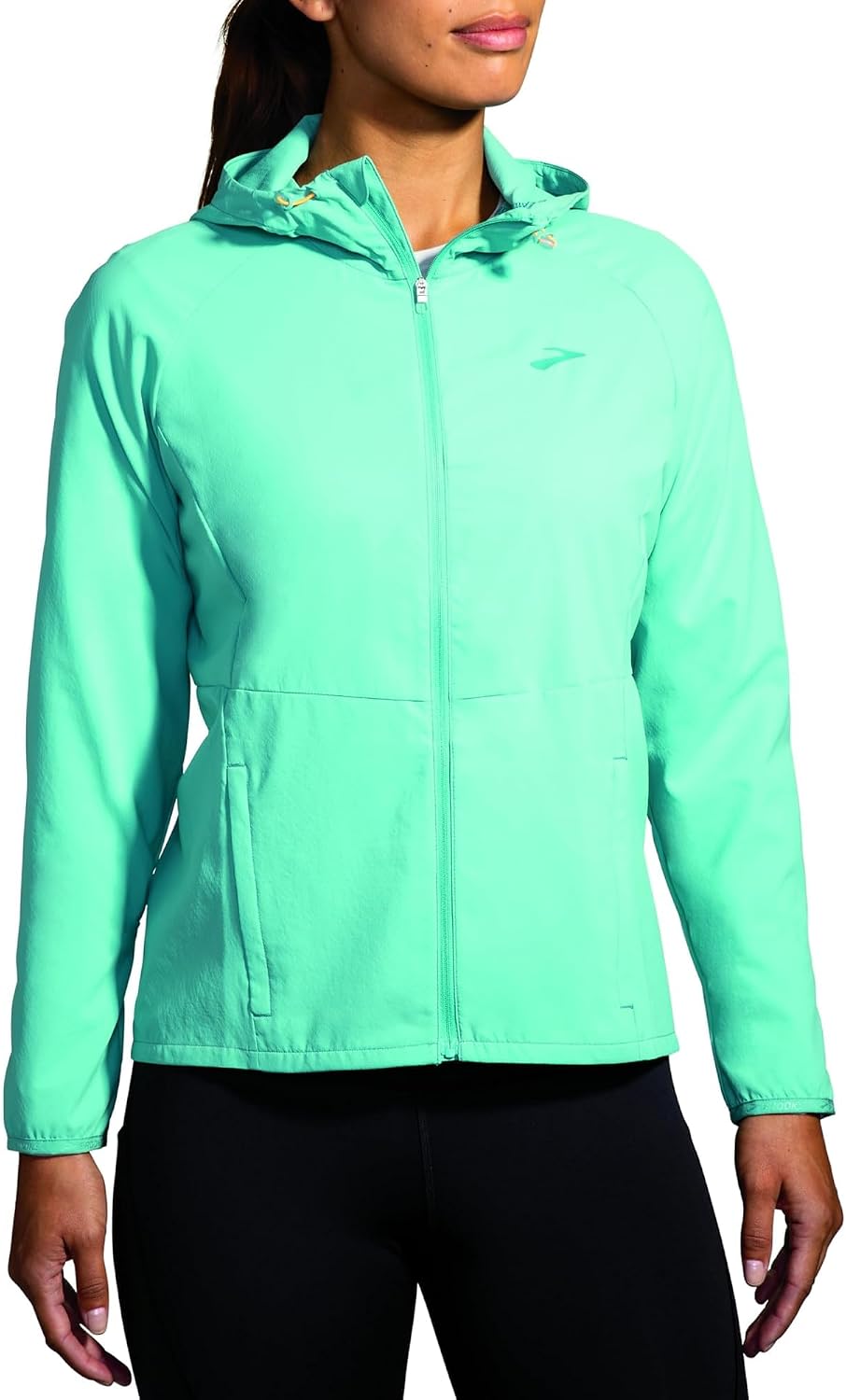 Brooks Canopy water-resistant running jacket in {color} with UPF 50+ protection — view 2