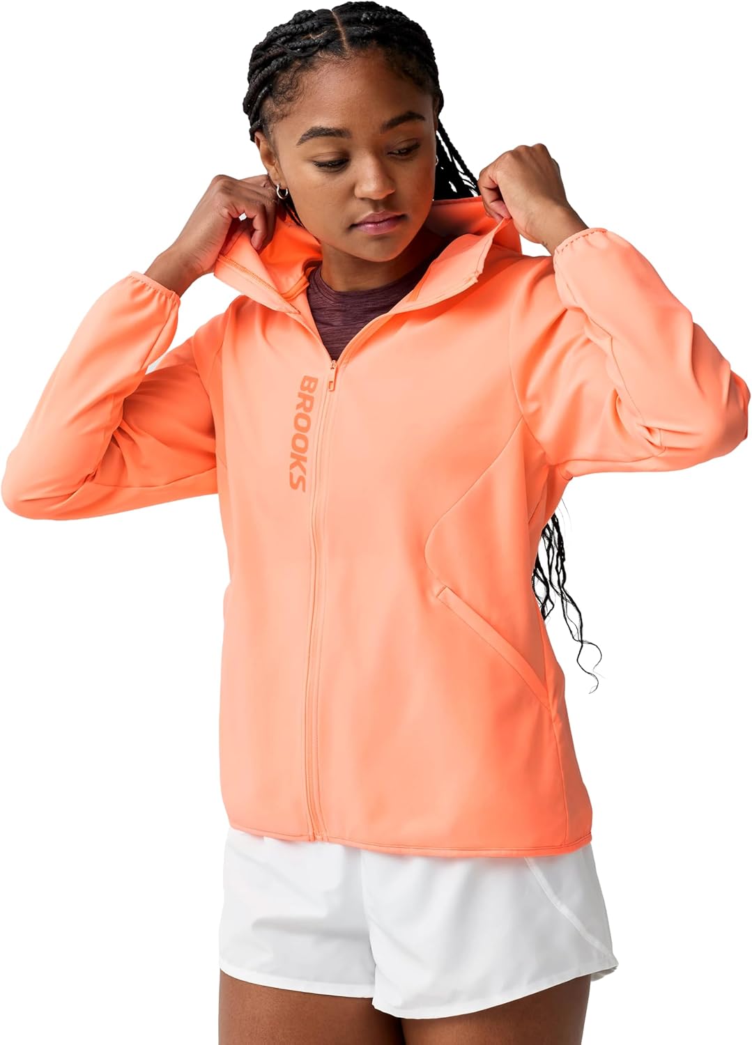 Brooks Canopy water-resistant running jacket in {color} with UPF 50+ protection — view 4