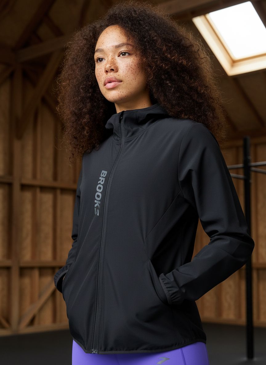 Brooks Canopy water-resistant running jacket in {color} with UPF 50+ protection — view 1