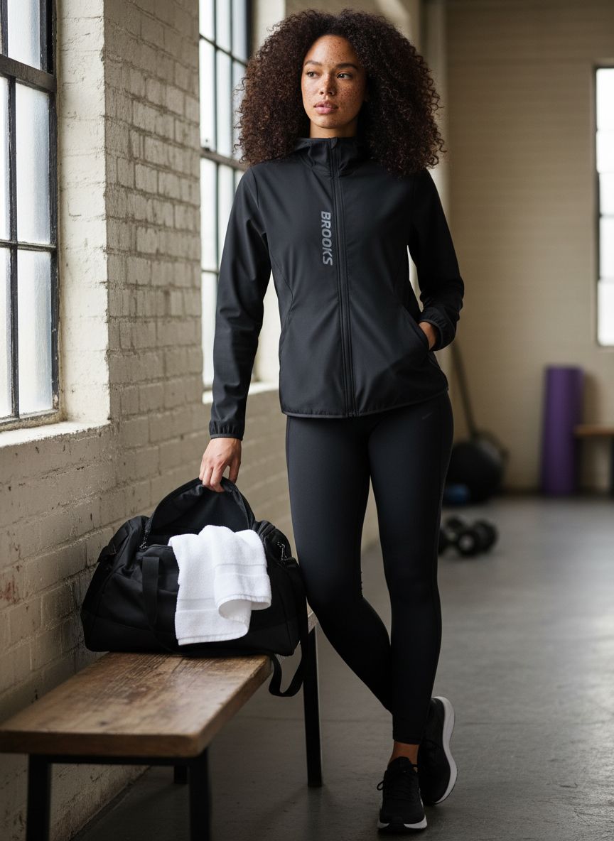 Brooks Canopy water-resistant running jacket in {color} with UPF 50+ protection — view 3
