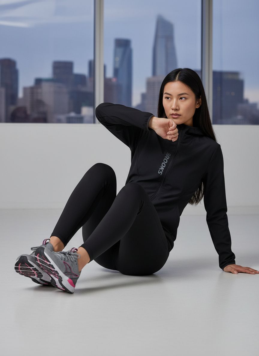 Brooks Canopy water-resistant running jacket in {color} with UPF 50+ protection — view 4a