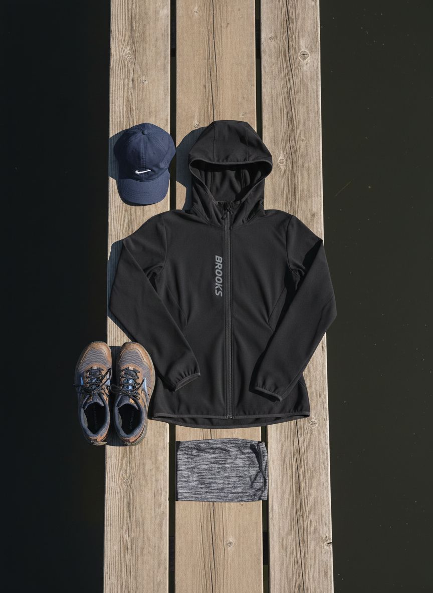 Brooks Canopy water-resistant running jacket in {color} with UPF 50+ protection — view 6b