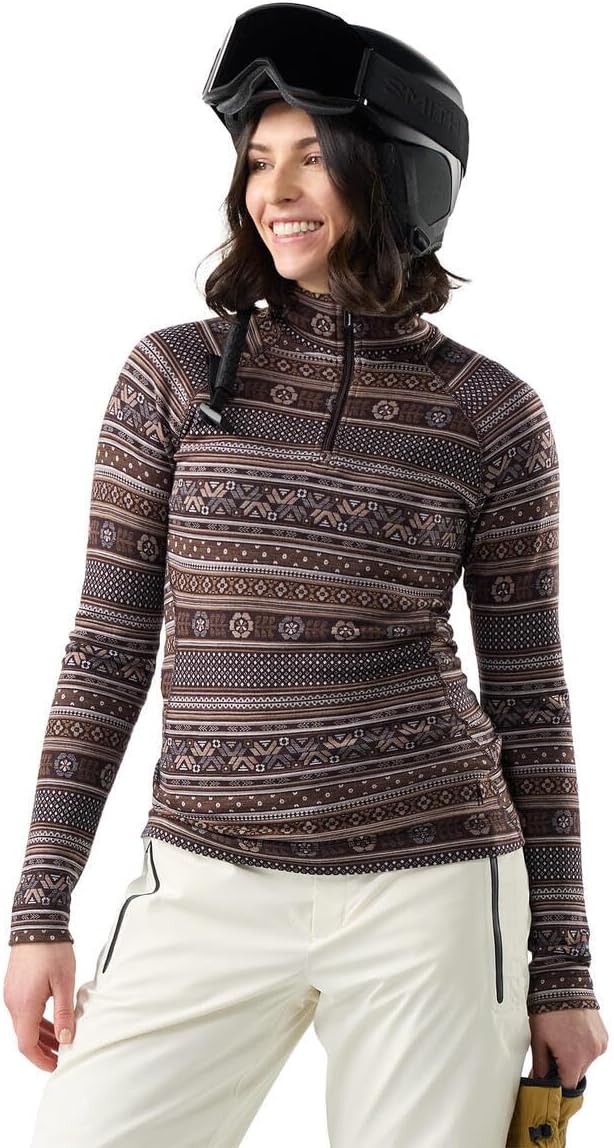 Heather grey merino wool thermal base layer 1/4 zip with moisture-wicking fabric, front and back views — view 3
