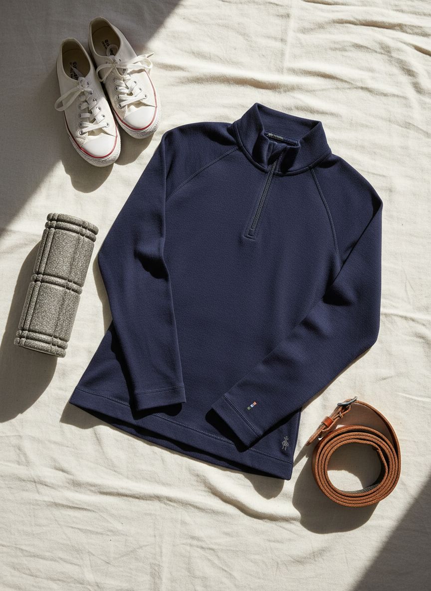 Heather grey merino wool thermal base layer 1/4 zip with moisture-wicking fabric, front and back views — view 6b