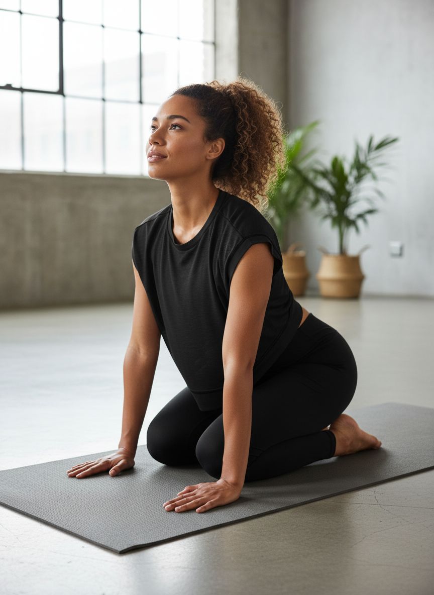 Open back yoga crop top in [color] with relaxed fit and moisture-wicking fabric — view 4b