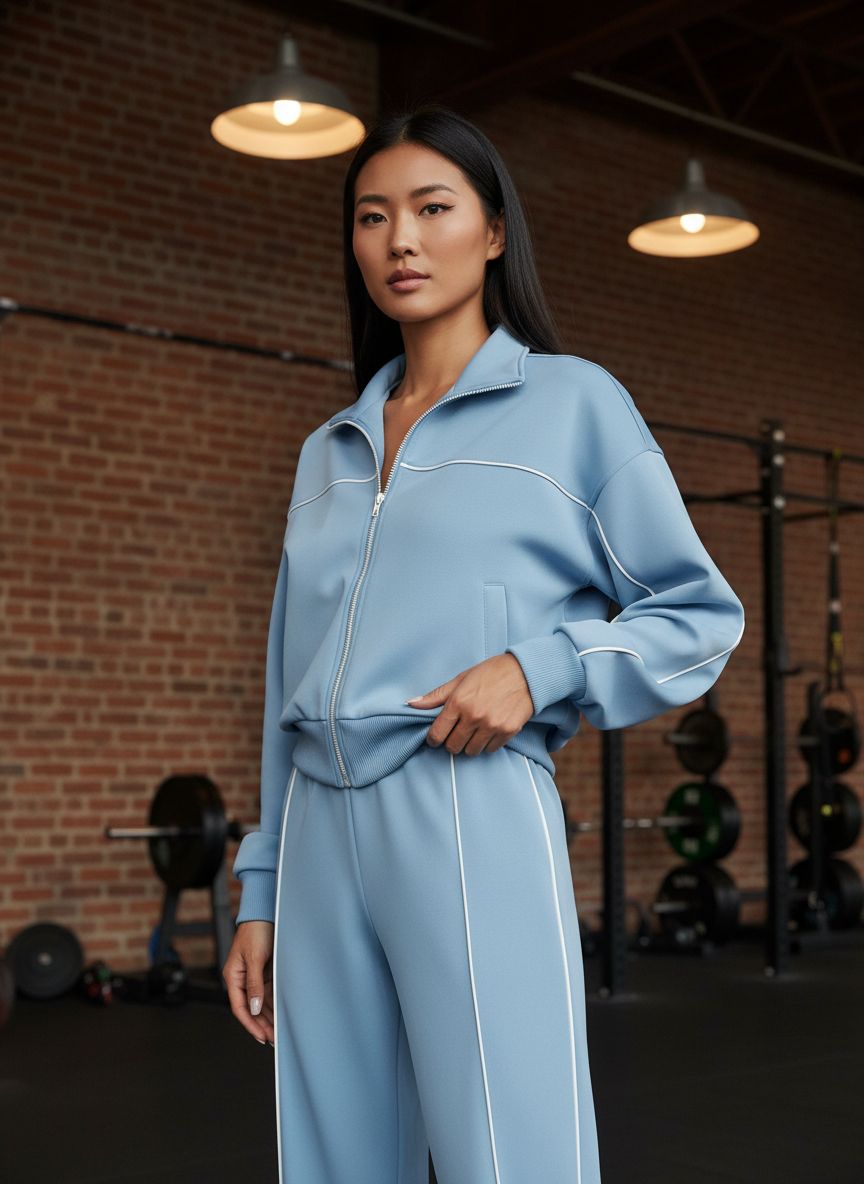 Women's relaxed fit fleece tracksuit in [color] featuring soft brushed fabric, zip-up sweatshirt and jogger pants — view 1
