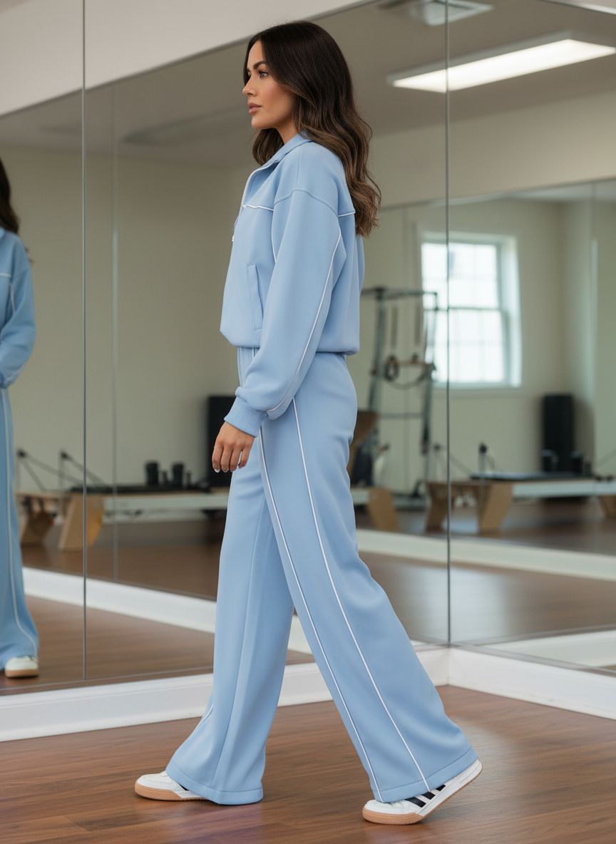 Women's relaxed fit fleece tracksuit in [color] featuring soft brushed fabric, zip-up sweatshirt and jogger pants — view 2a