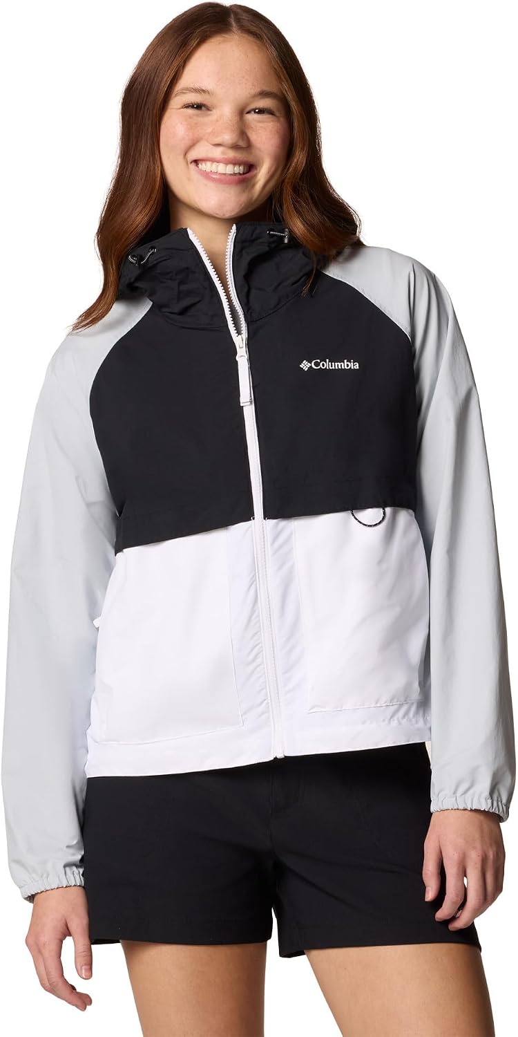 Columbia Spire Valley windbreaker in black, featuring weather-shell windproof fabric for outdoor activities — view 3