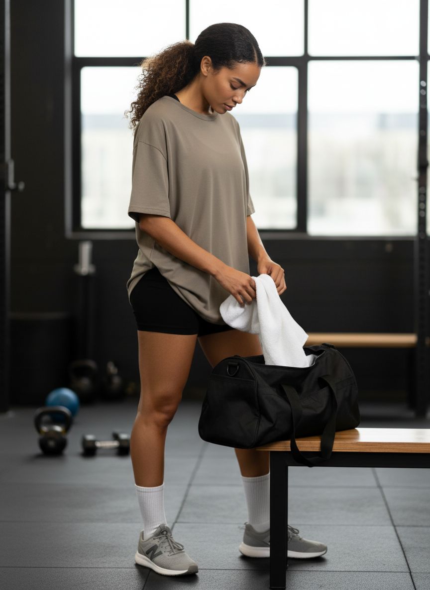 Oversized crew neck t-shirt in {color}, moisture-wicking fabric, relaxed fit for athleisure wear — view 2b
