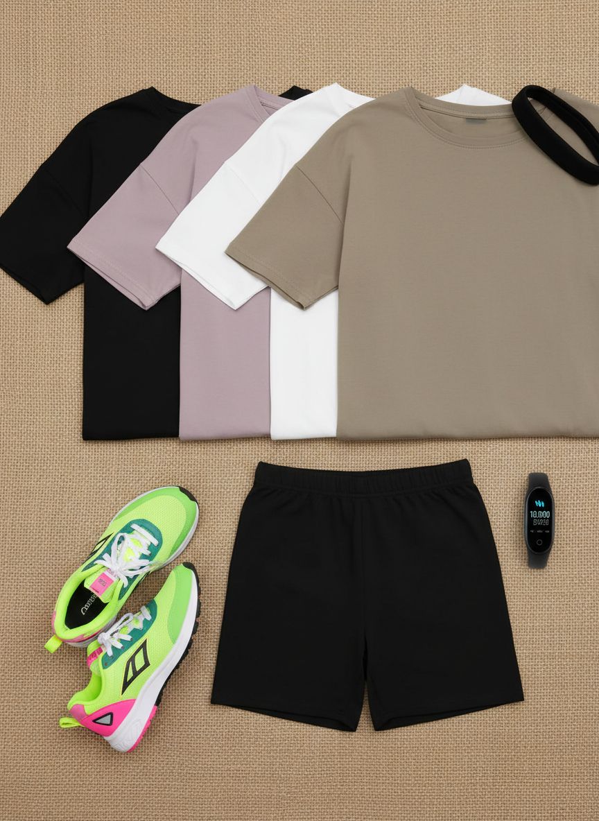 Oversized crew neck t-shirt in {color}, moisture-wicking fabric, relaxed fit for athleisure wear — view 6