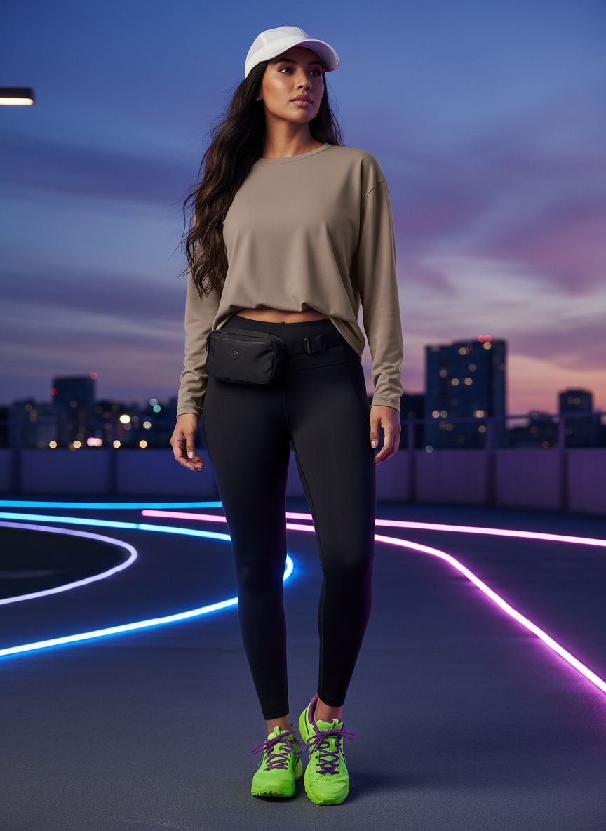 Black oversized long sleeve athleisure top with moisture-wicking fabric — view 5