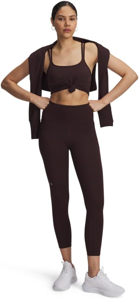 Under Armour Women's Movement Ankle Leggings in black with four-way stretch fabric, front view — view 3