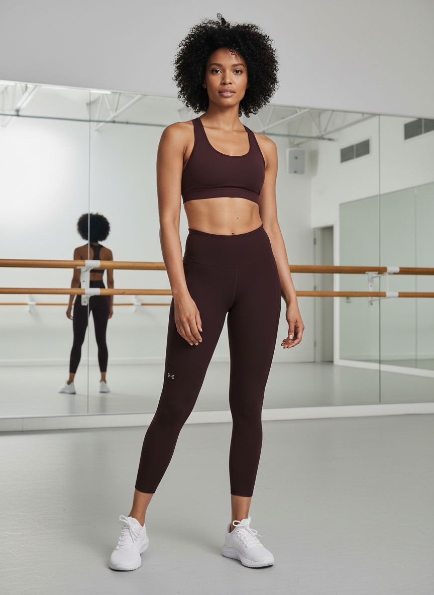 Under Armour Women's Movement Ankle Leggings in black with four-way stretch fabric, front view
