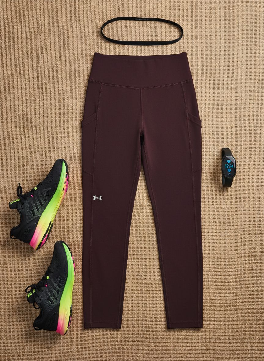 Under Armour Women's Movement Ankle Leggings in black with four-way stretch fabric, front view โ view 4b