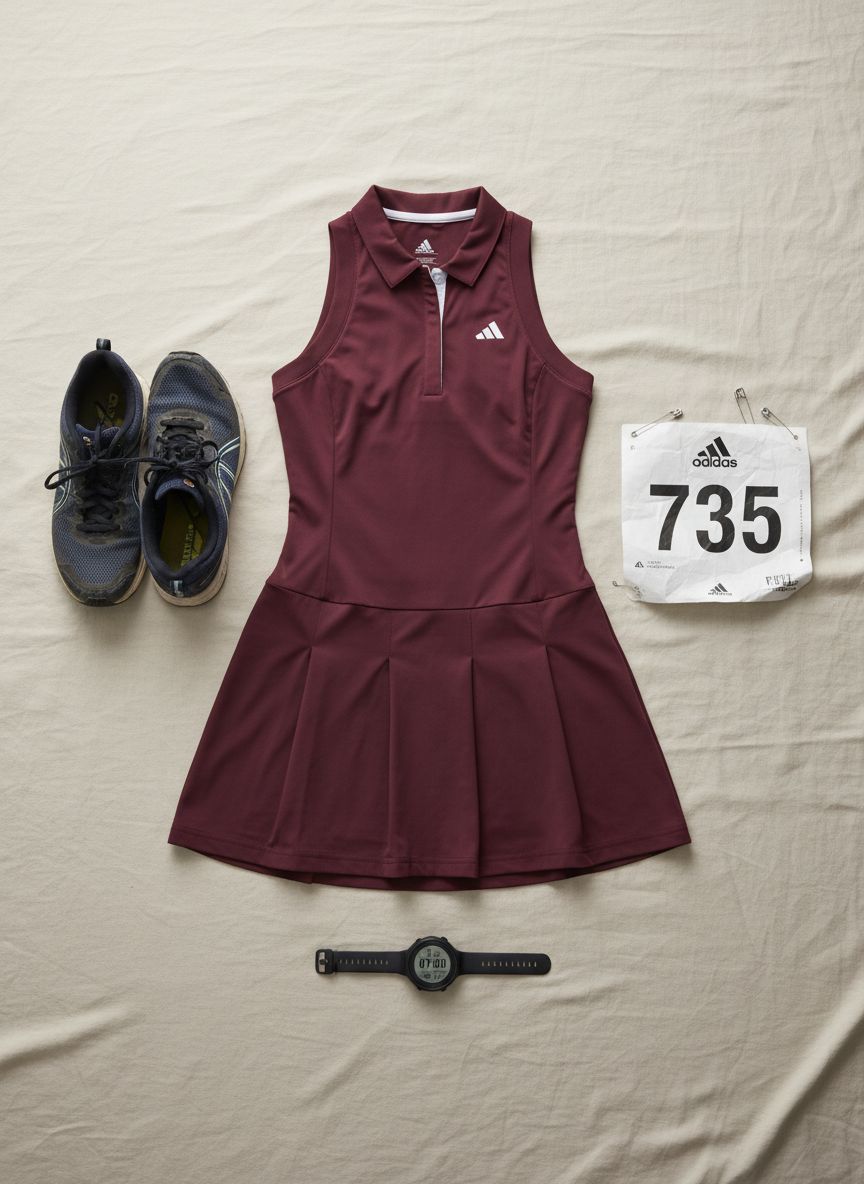 Black pleated golf dress with moisture-wicking four-way stretch fabric, front view — view 6