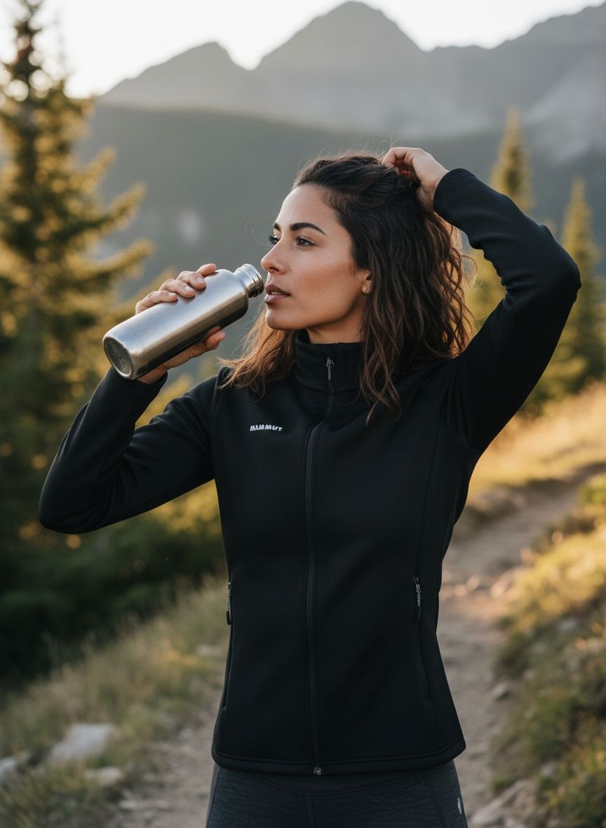 Women's fitted insulated midlayer jacket in [color] with four-way stretch, shown front and back views — view 4b
