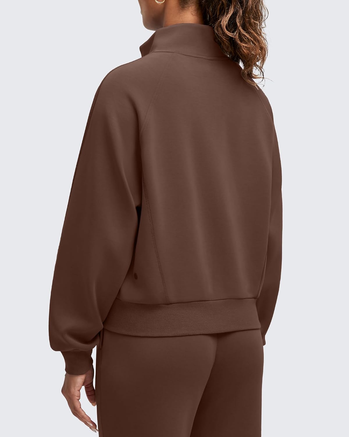 Relaxed-fit modal zip-up athleisure jacket in [color] with mock neck and front pockets — view 4