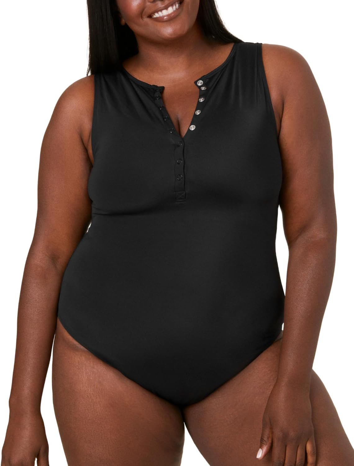 Malibu compression one-piece swimsuit in {color} with tummy control, medium coverage design for {torso-length} torso — view 1