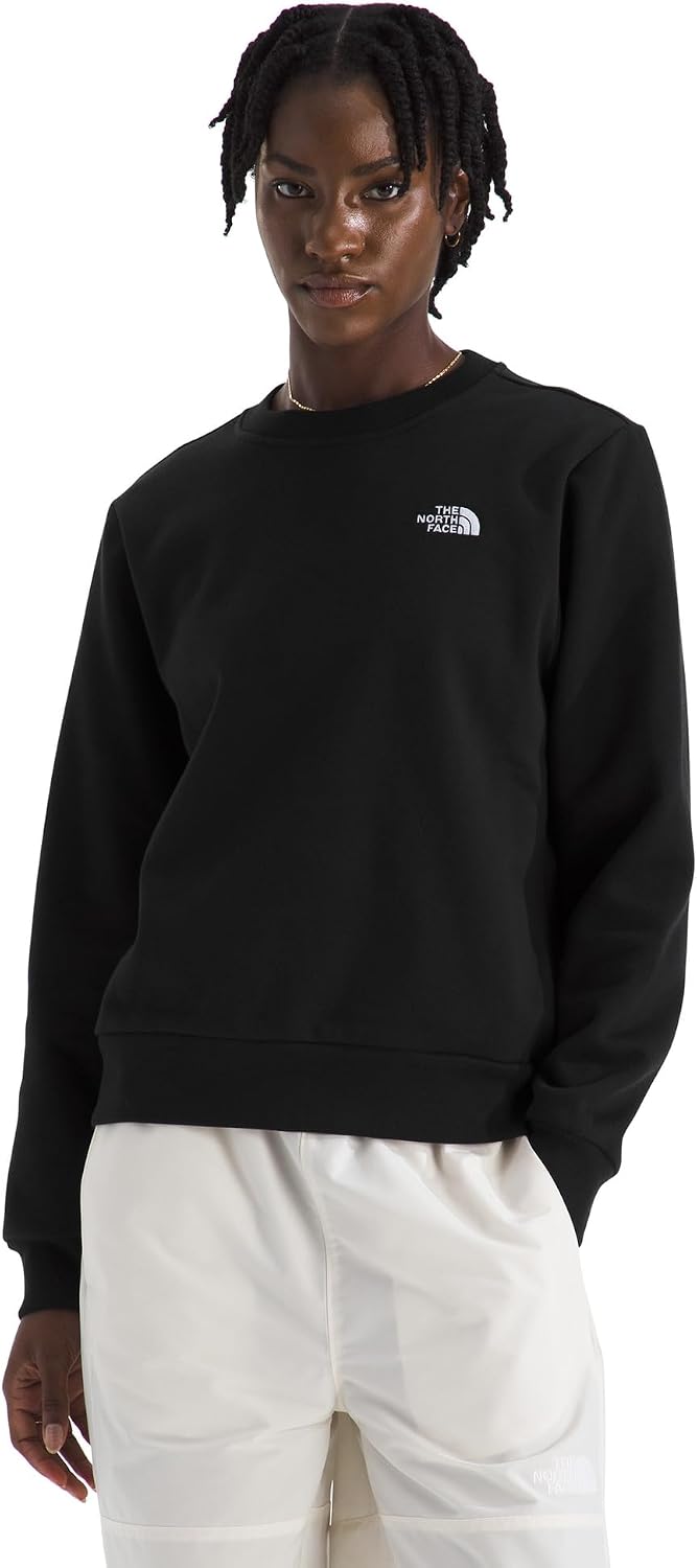 Black relaxed-fit crew hoodie in soft brushed fleece, perfect for athleisure styling — view 4