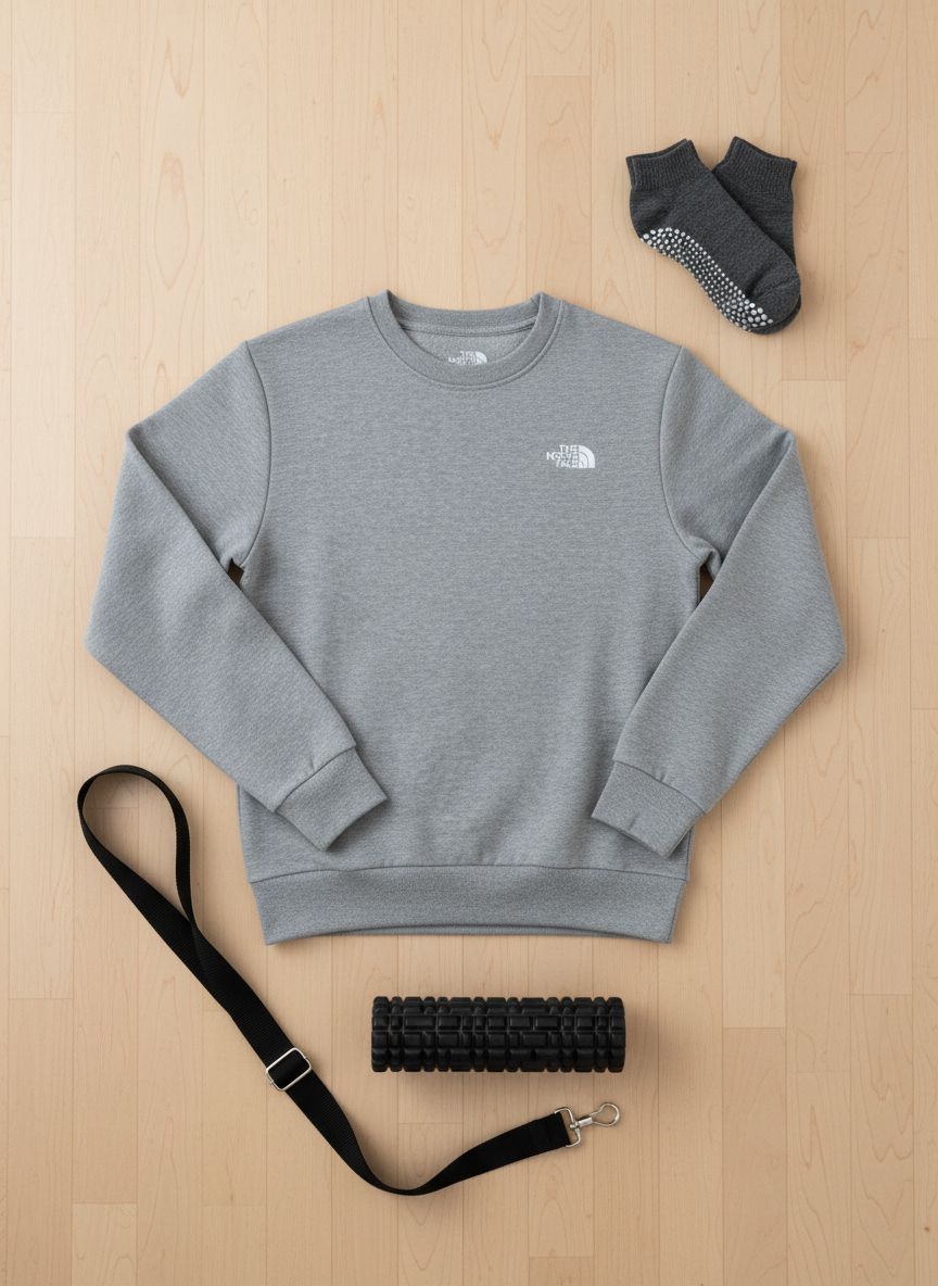 Black relaxed-fit crew hoodie in soft brushed fleece, perfect for athleisure styling — view 5