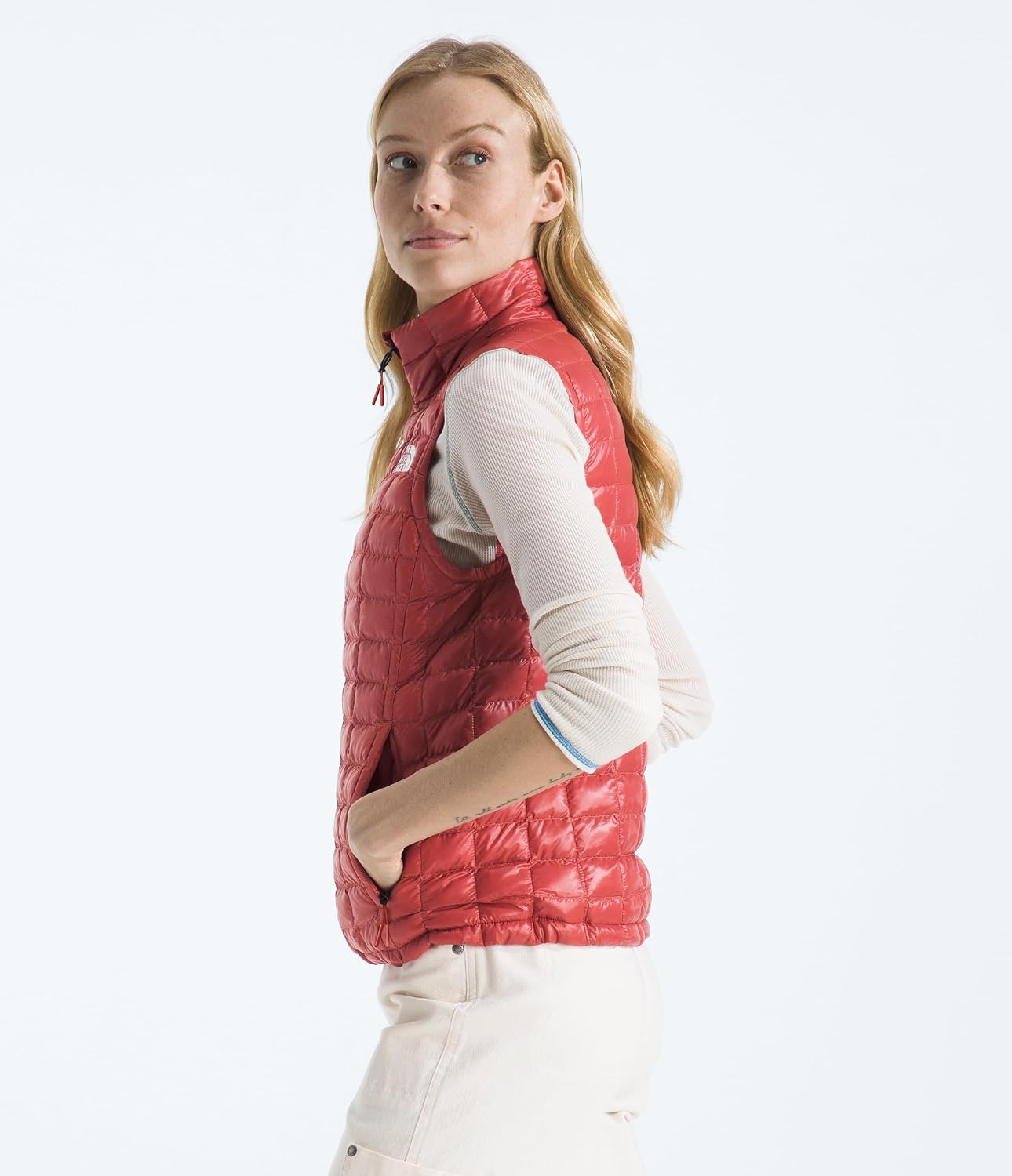Lightweight Thermoball vest in {color} with synthetic insulation, front zip closure and fitted cut for outdoor layering — view 2